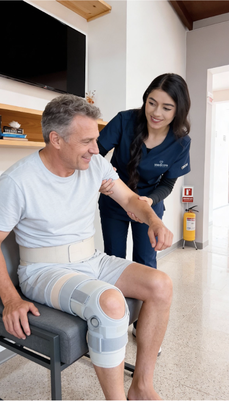 Enfermera haciendo cuidado postoperatorio Medellín